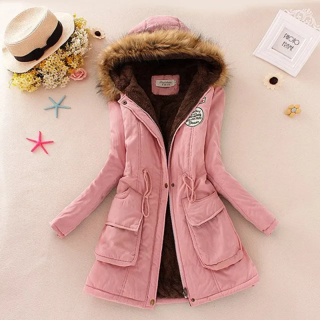 2023 New Autumn Winter Women Cotton Jacket Padded Casual Slim Coat Emboridery Hooded Parkas Wadded Warm Overcoat Fashion Parkas