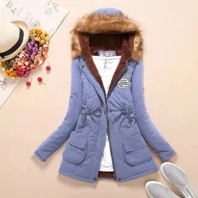 2023 New Autumn Winter Women Cotton Jacket Padded Casual Slim Coat Emboridery Hooded Parkas Wadded Warm Overcoat Fashion Parkas