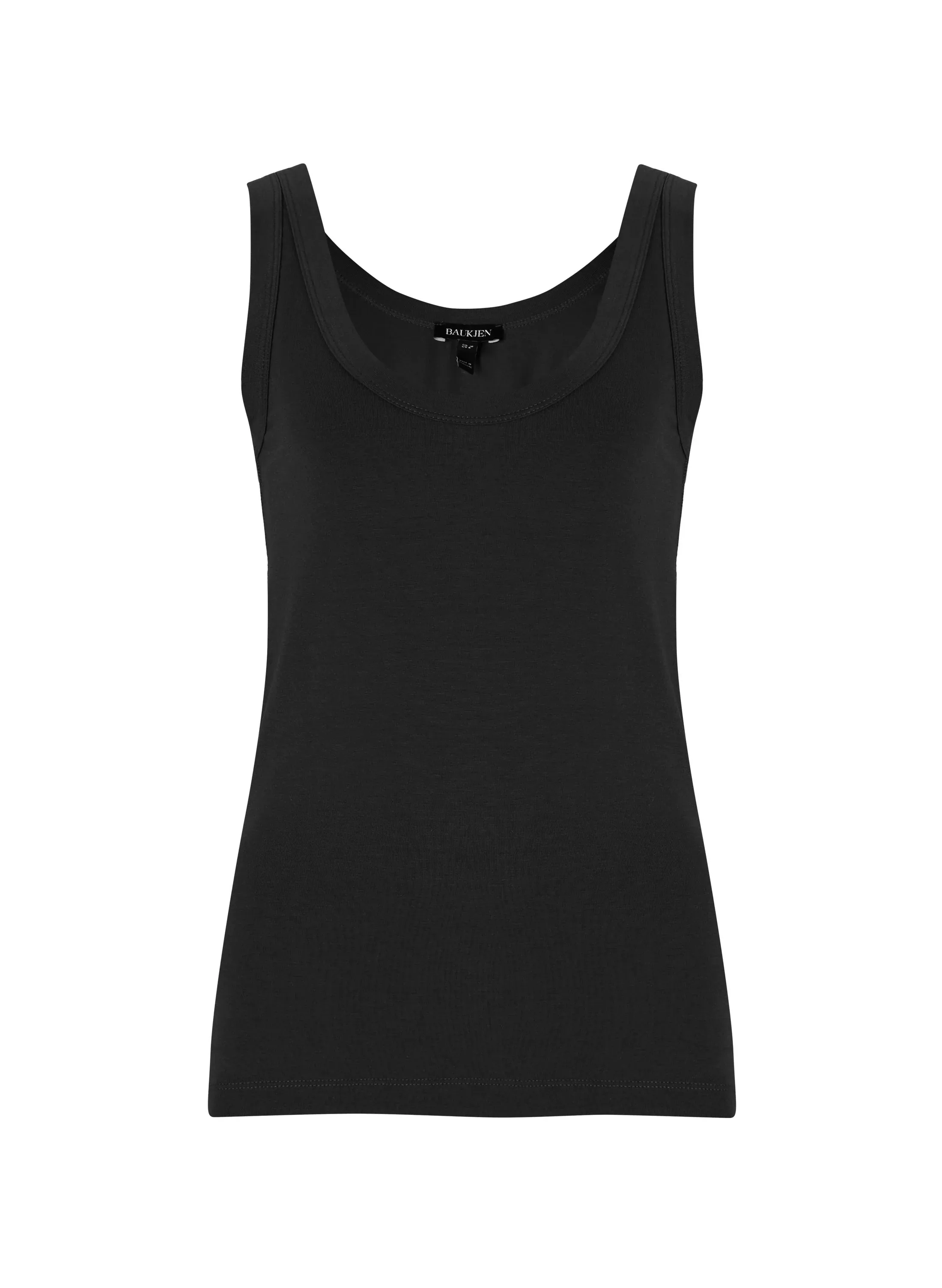 Brenna Scoop Neck LENZING™ ECOVERO™ Jersey Vest Top | Caviar Black