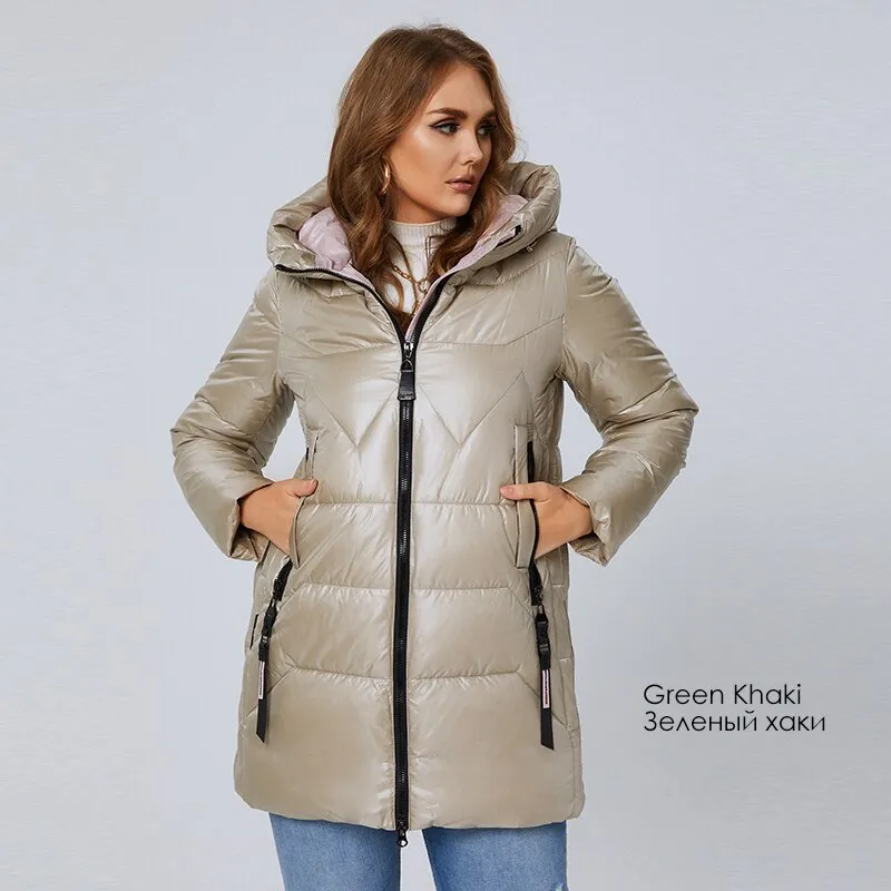 HaiLuoZi Unten Jacke Mid-lange Plus Größe Winter Mantel Fashion Zipper  Dicken Parka Baumwolle Casual