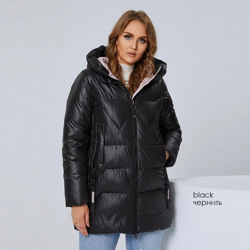 HaiLuoZi Unten Jacke Mid-lange Plus Größe Winter Mantel Fashion Zipper  Dicken Parka Baumwolle Casual