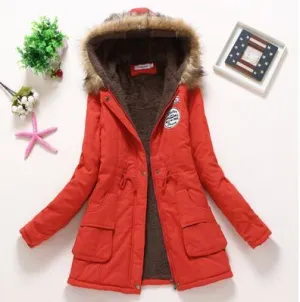 Hooded medium-long casual parka