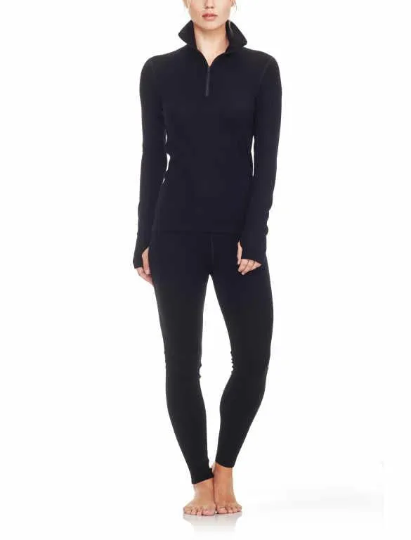 icebreaker Merino Base Layer Women's 260 Tech Top Long Sleeve Half Zip - BLACK