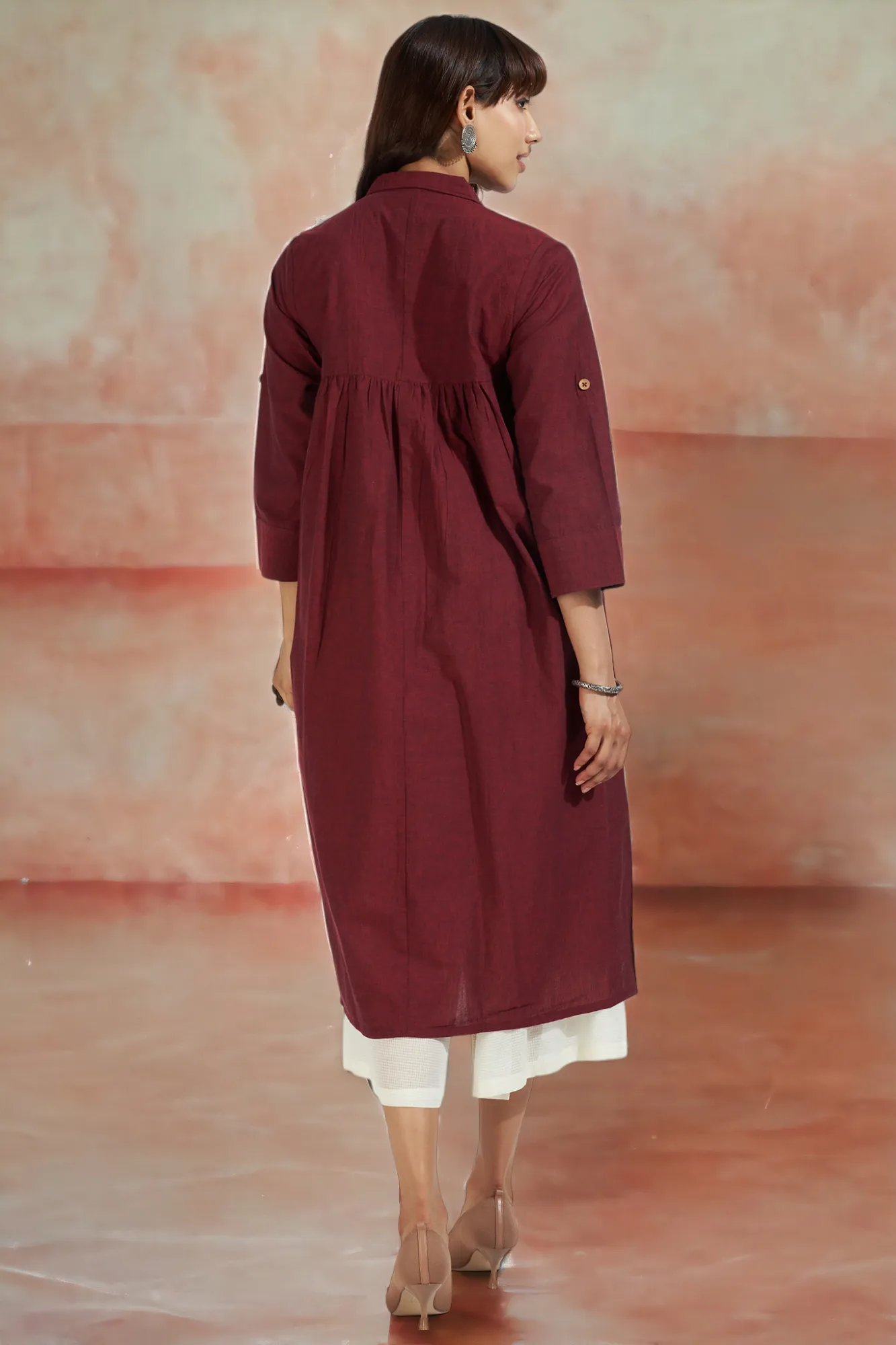 long shirt dress - burgundy bliss & french rose