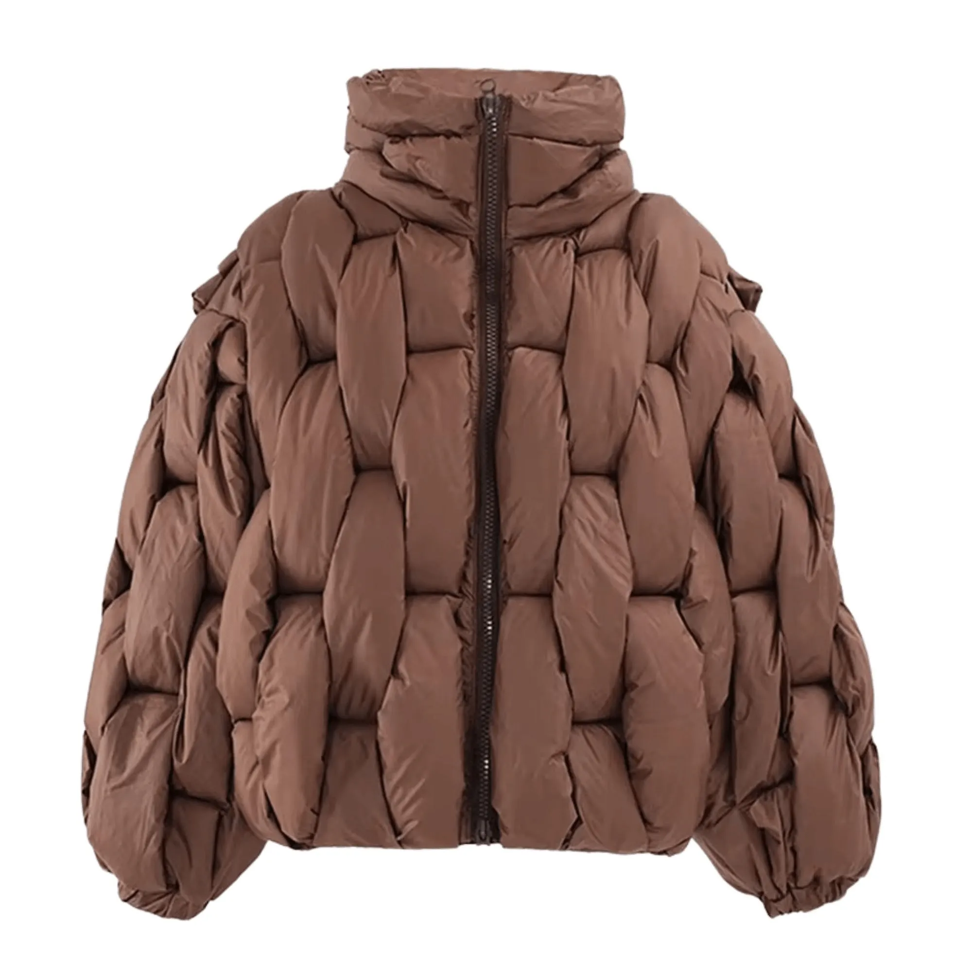 Men's Thick Parkas Jackets Luxury Designer Square Weave Bubble Coat High Collar Warm Jacket Casual Oversized Warm