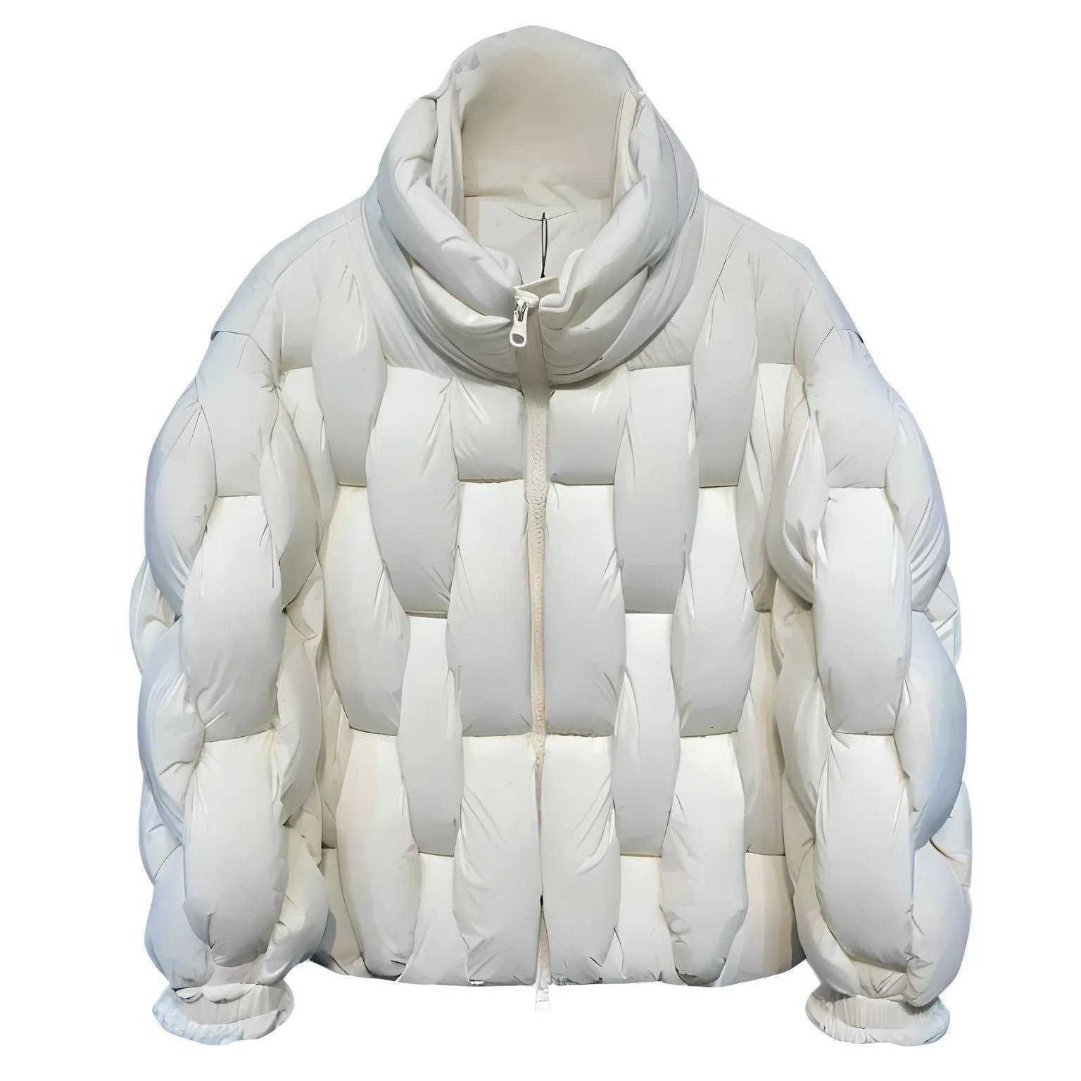 Men's Thick Parkas Jackets Luxury Designer Square Weave Bubble Coat High Collar Warm Jacket Casual Oversized Warm