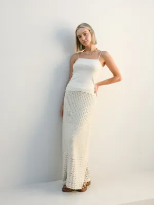 Mia Crochet Maxi Skirt - Cream