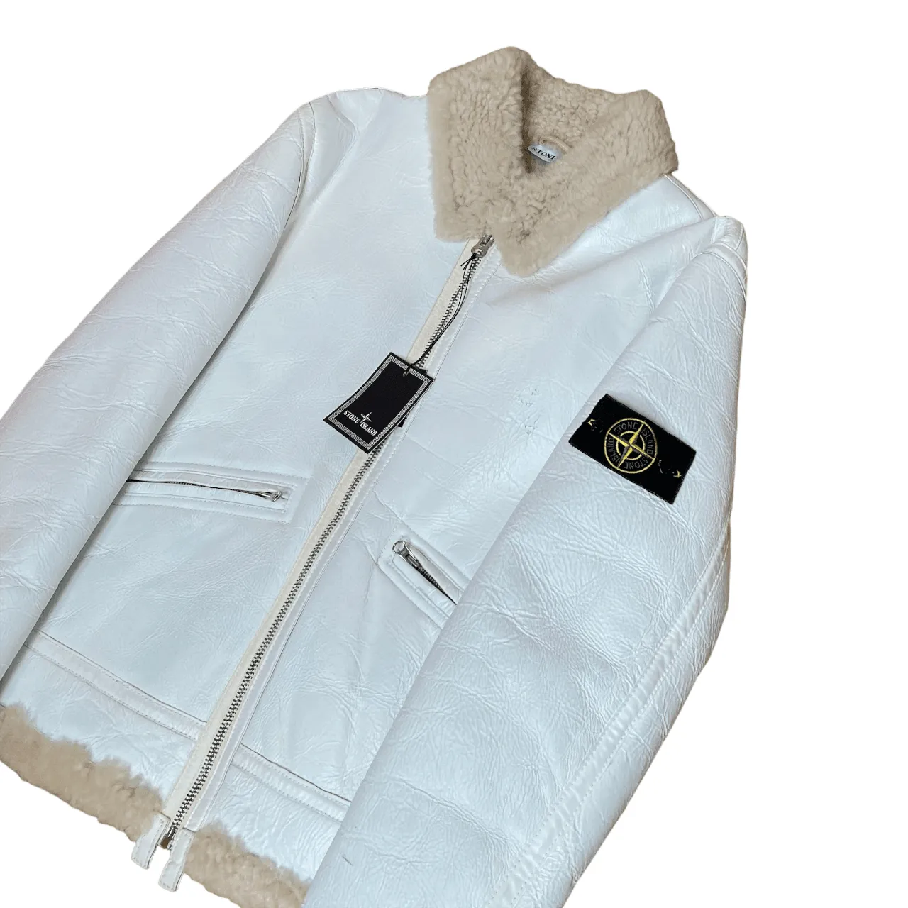 STONE ISLAND AW 2006 Hand Painted Sheepskin Leather Jacket